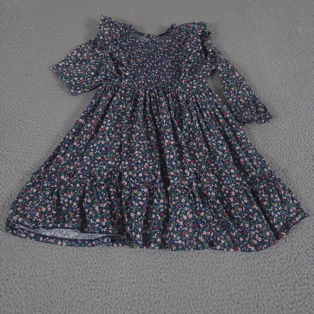 Polo‎ Ralph Lauren Dress Girls M(8-10) Floral Smocked Cotton Jersey Ruffle Tier